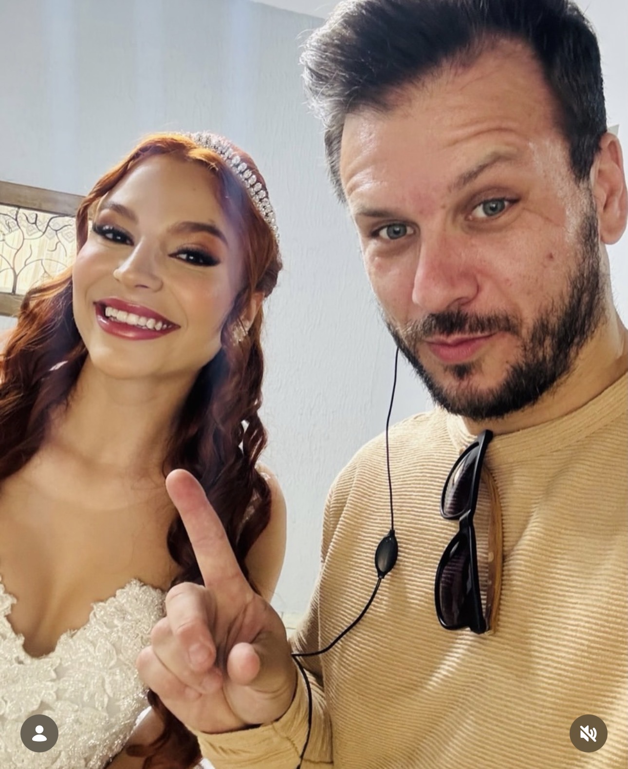 Robson com Katri no dia do casamento